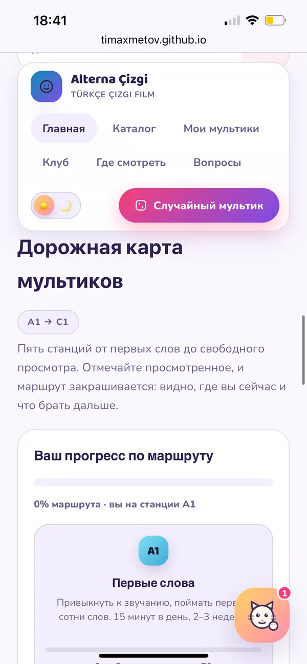 Дорожная карта мультиков