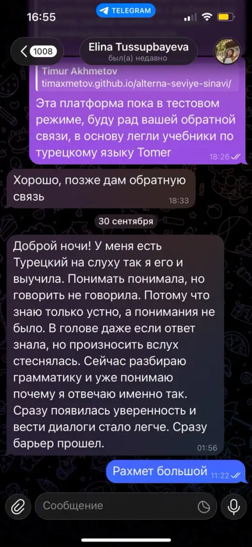Отзыв: понимала турецкий на слух, теперь разбираю грамматику и барьер прошёл